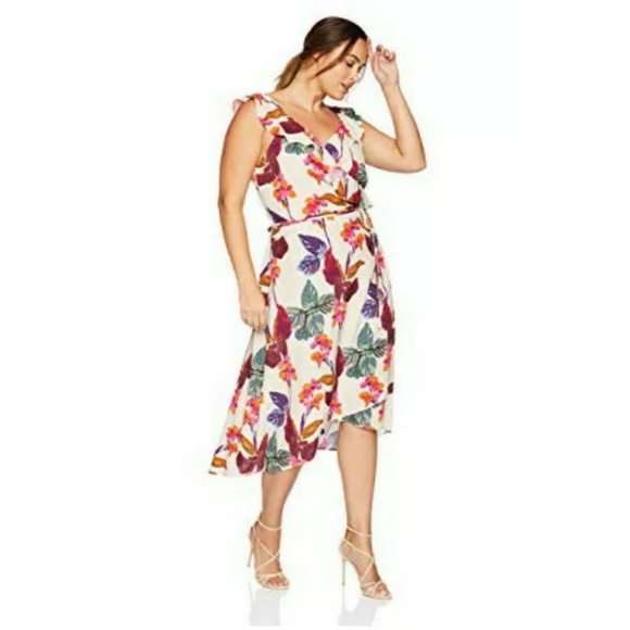 City Chic Dresses & Skirts - City Chic Dress Tropical Wrap Plus Size 18